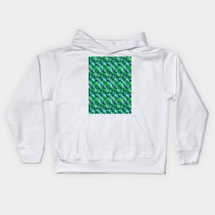 Watercolor squares green blue Kids Hoodie